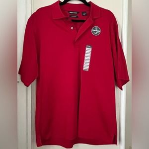 NWT Mens Medium Official PGA Tour Short Sleeve Polo Shirt Red